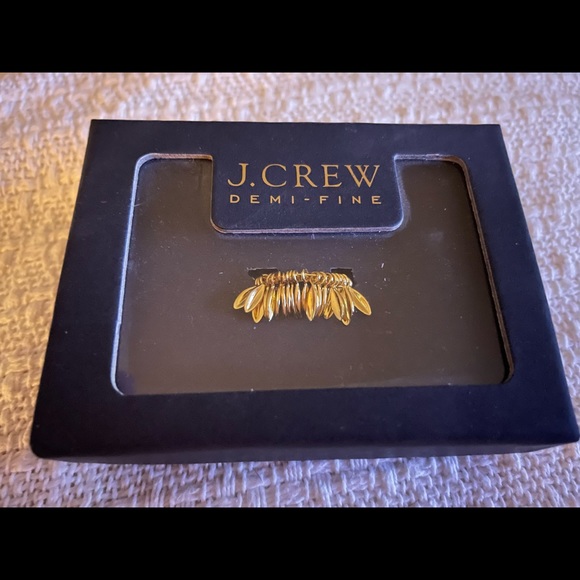J.Crew 14k Gold-plated Leaf Fringe Ring Feather Demi-fine - Picture 3 of 5